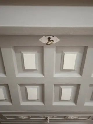 Escritorio Castellano Gris y Blanco madera maciza