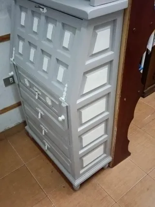 Escritorio Castellano Gris y Blanco madera maciza