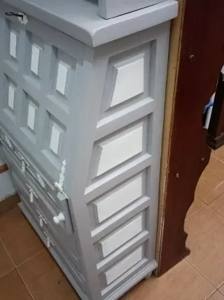 Escritorio Castellano Gris y Blanco madera maciza