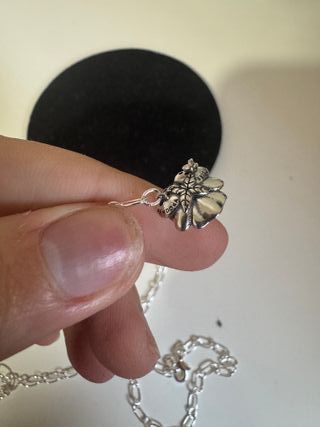 Conjunto de joyas plateado con flor azul brillante