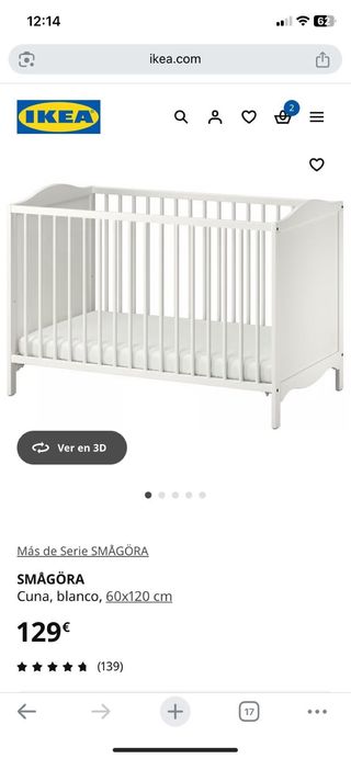 Cuna SMAGORA Ikea 120x60 con colchón Ecus Kids