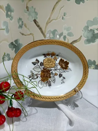 Bandeja Limoges Porcelana Francesa Dorada