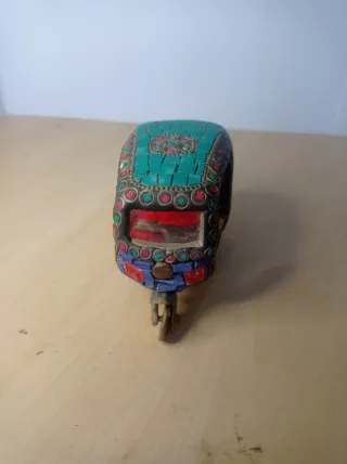 Tuk Tuk India Latón Incrustaciones Vintage
