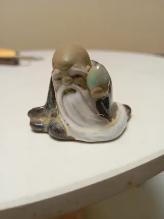 Figura China Cerámica Beige Verde