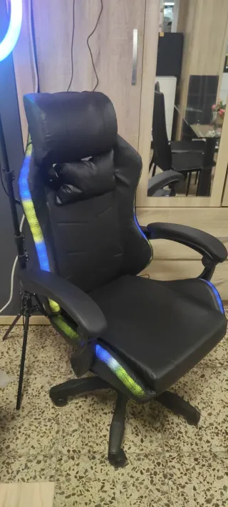 Sedia da Gaming Ufficio Nera con Luci LED