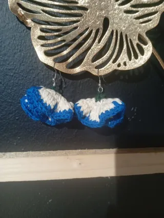 Pendientes Flamenca Crochet Clavel Rojo y Blanco