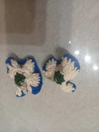 Pendientes Flamenca Crochet Clavel Rojo y Blanco