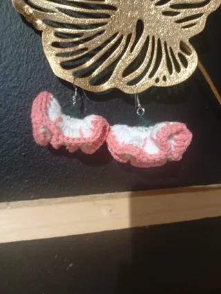 Pendientes Flamenca Crochet Clavel Rojo y Blanco