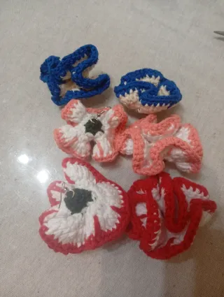 Pendientes Flamenca Crochet Clavel Rojo y Blanco