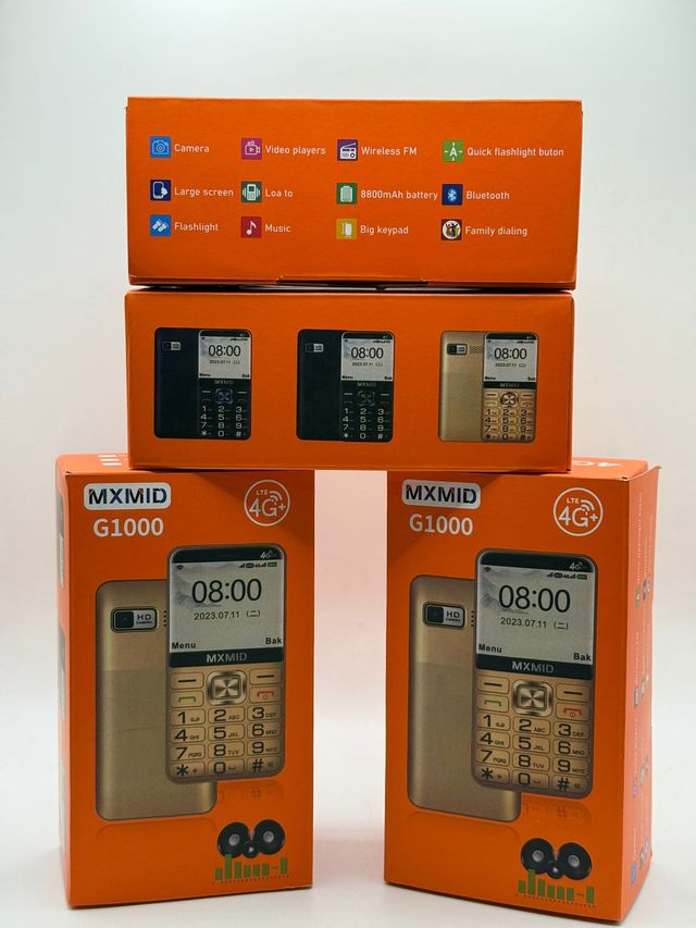 MXMID G1000 Teléfono Móvil 4G LTE Dorado/Rojo