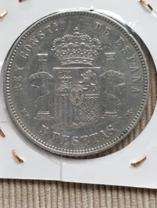 Moneda Plata 5 Pesetas Alfonso XIII 1888