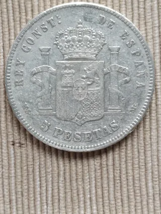Moneda Plata 5 Pesetas Alfonso XIII 1888