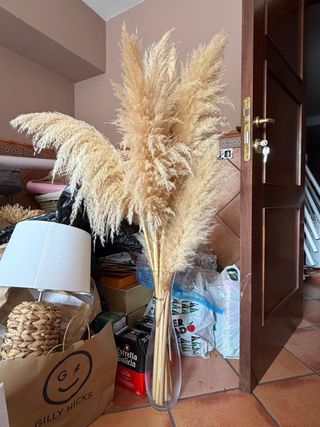 Jarrón grande con pampas