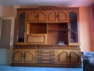 Mueble salón vintage madera y cristal