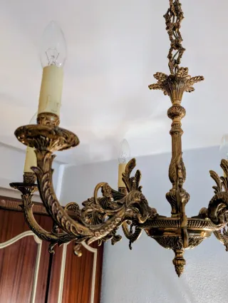 Lámpara de araña bronce 6 brazos