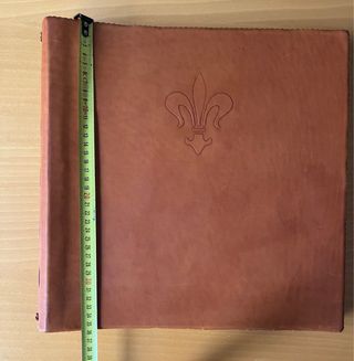 Álbum fotos tapas cuero. Cartulina y papel seda.