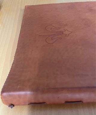 Álbum fotos tapas cuero. Cartulina y papel seda.