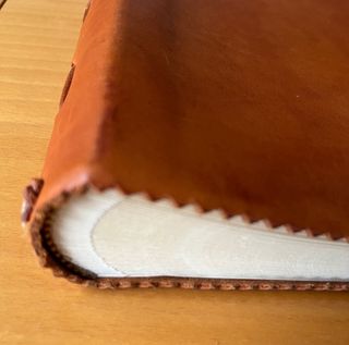 Álbum fotos tapas cuero. Cartulina y papel seda.