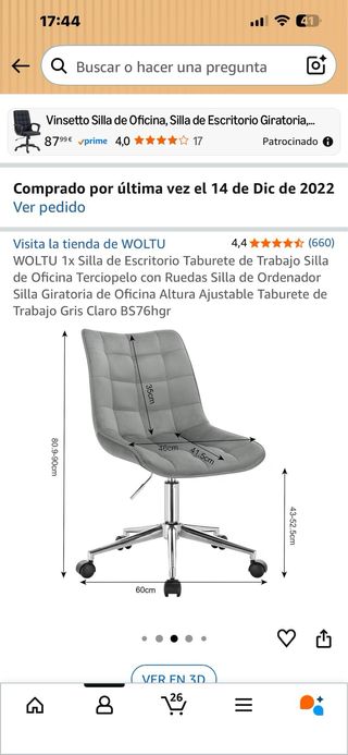 Silla Woltu giratoria y elevable