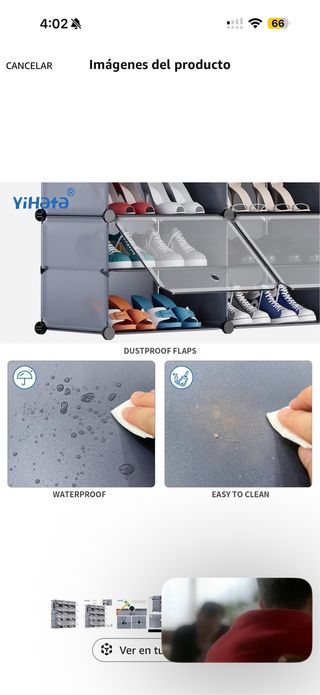 Zapatero 48 pares Plástico Gris Transparente