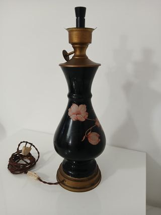 Lampada da tavolo vintage in vetro nero