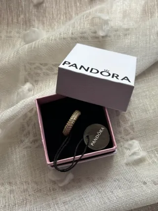 Anillo Pandora Doble Banda Pavé Dorado