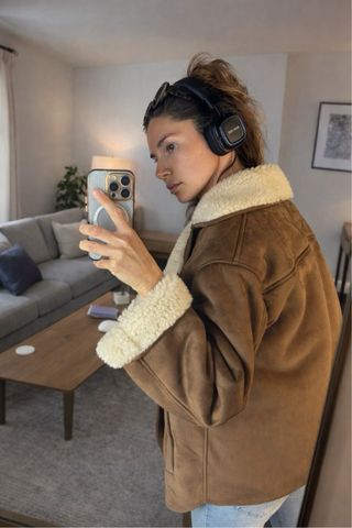 New Abrigo Marron Warm Coat S Fur