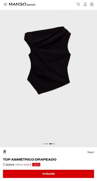Top asimétrico Mango negro Talla S