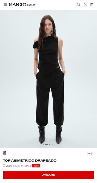 Top asimétrico Mango negro Talla S