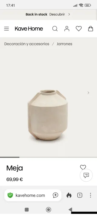 Jarrón Kave Home Papel Maché Beige