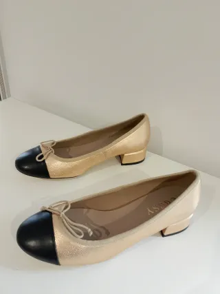 Bailarinas Coosy Bicolor Negro y Dorado