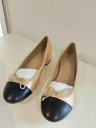Bailarinas Coosy Bicolor Negro y Dorado