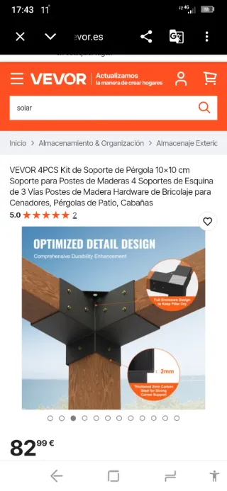 Kit 4 Soportes Pérgola VEVOR 10x10cm