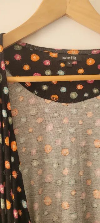 Vestido Xantik Negro Estampado Multicolor Talla L