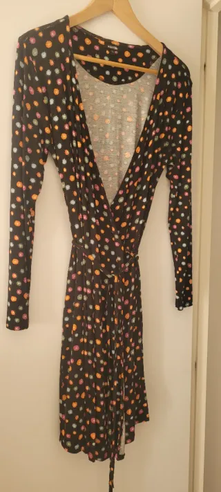 Vestido Xantik Negro Estampado Multicolor Talla L