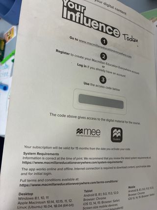 Your influence today. Workbook B1