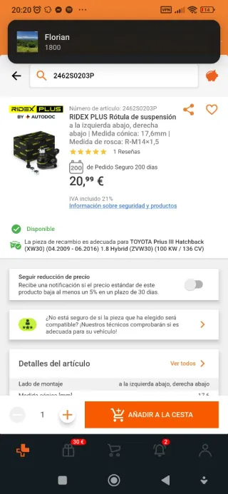 Rótulas Suspensión Toyota T25