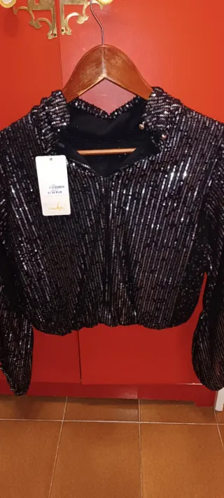 Top fiesta lentejuelas negro talla única