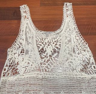 Top crochet beige Zara Talla S