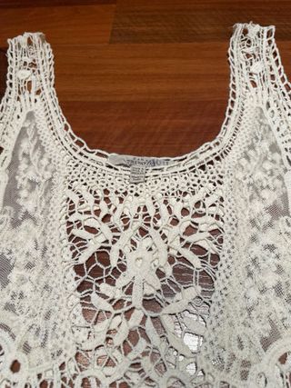 Top crochet beige Zara Talla S
