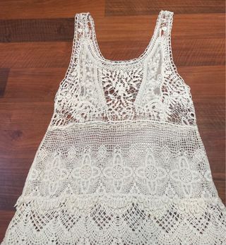 Top crochet beige Zara Talla S
