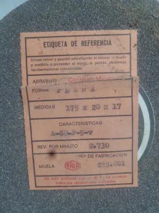 Piedra esmeril Muela Abrasiva