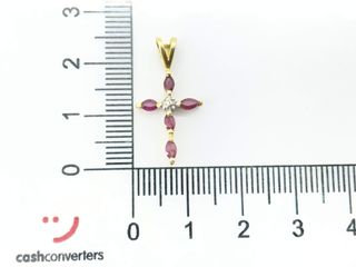 crucifijo oro 18k con piedra con rubi