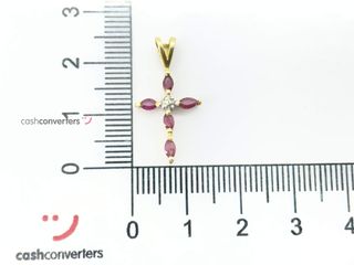 crucifijo oro 18k con piedra con rubi