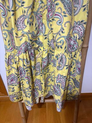 Vestido Largo Zara Amarillo Estampado