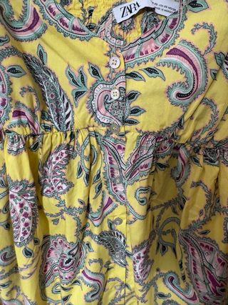 Vestido Largo Zara Amarillo Estampado