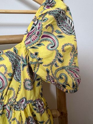 Vestido Largo Zara Amarillo Estampado