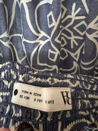 Vestido Zara Halter Estampado Azul y Blanco