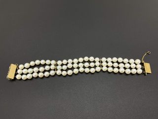 pulsera oro 18k con piedra con perla