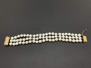 pulsera oro 18k con piedra con perla